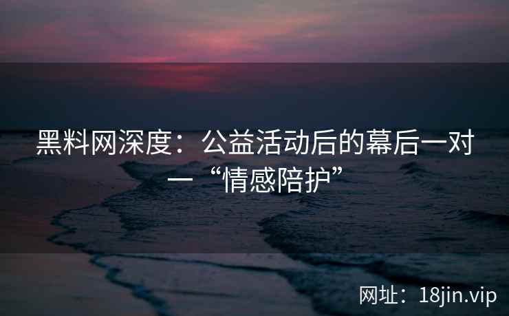 黑料网深度：公益活动后的幕后一对一“情感陪护”