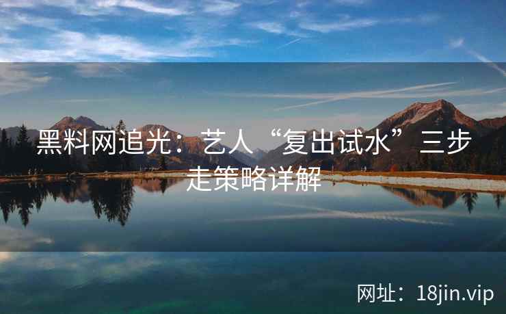 黑料网追光：艺人“复出试水”三步走策略详解